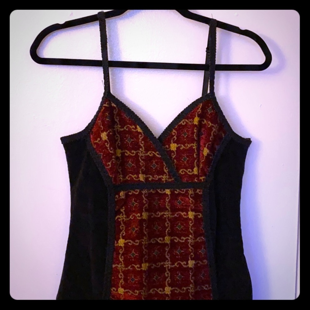 Corduroy and Velour Evening Dress with Fishnet Hem